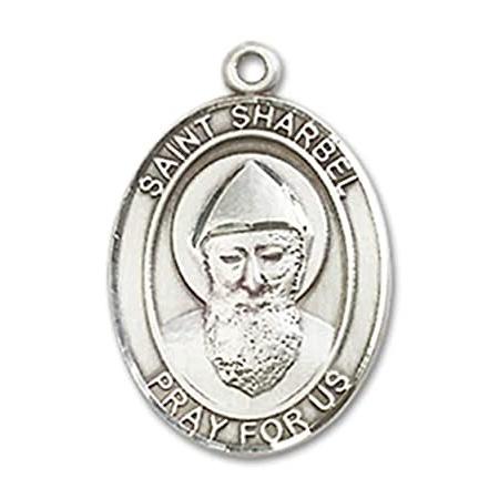 Bonyak Jewelry Sterling Silver St. Sharbel Pendant， Size 3/4 x 1/2 inches -