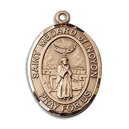 Bonyak Jewelry 14k Yellow Gold-Filled St. Medard of Noyon Pendant, Size 3/4