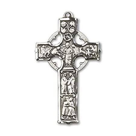 Bonyak Jewelry Sterling Silver Celtic Cross Pendant, Size 1 5/8 x 7/8 inche
