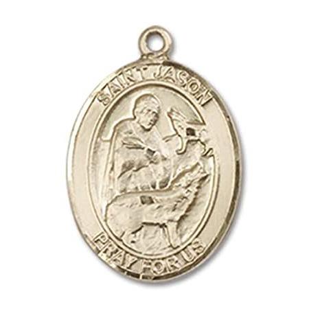 Bonyak Jewelry 14k Yellow Gold-Filled St. Jason Pendant, Size 3/4 x 1/2 inc