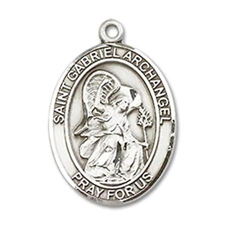 Bonyak Jewelry Sterling Silver St. Gabriel The Archangel Pendant， Size 3/4
