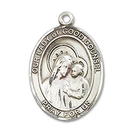 Bonyak Jewelry Sterling Silver Our Lady of Good Counsel Pendant， Size 3/4 x