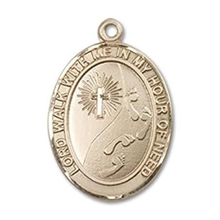 Bonyak Jewelry 14k Yellow Gold-Filled Footprints/Cross Pendant, Size 3/4 x