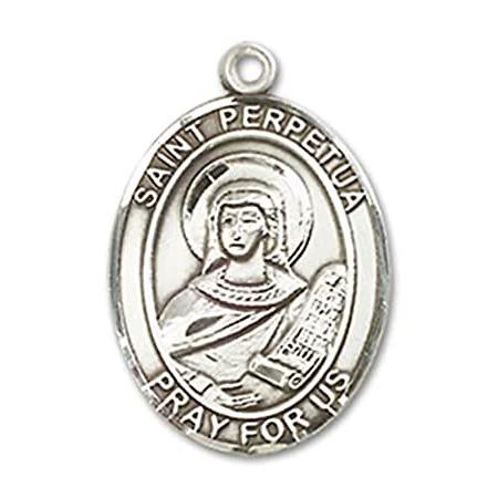 Bonyak Jewelry Sterling Silver St. Perpetua Pendant， Size 3/4 x 1/2 inches