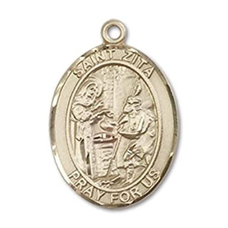 Bonyak Jewelry 14k Yellow Gold-Filled St. Zita Pendant, Size 3/4 x 1/2 inch