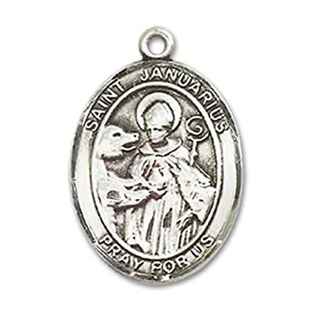 Bonyak Jewelry Sterling Silver St. Januarius Pendant， Size 3/4 x 1/2 inches