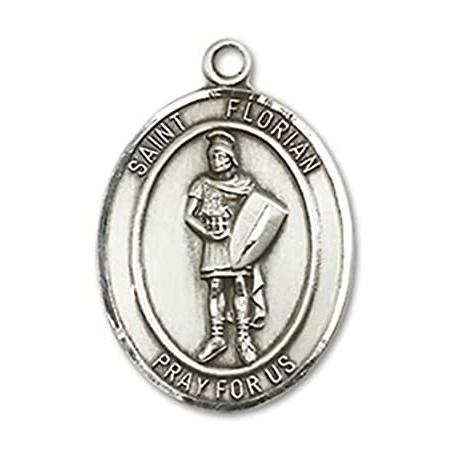 Bonyak Jewelry Sterling Silver St. Florian Pendant， Size 3/4 x 1/2 inches -
