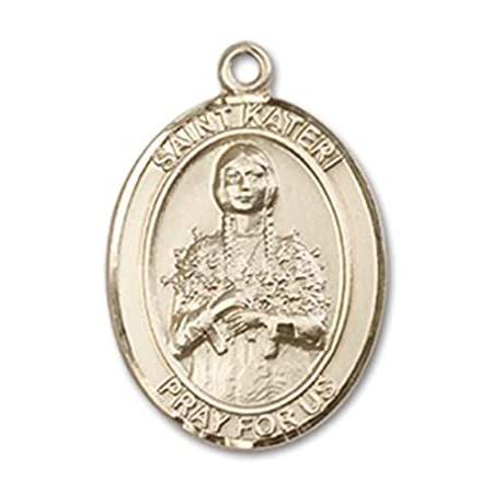Bonyak Jewelry 14k Yellow Gold-Filled St. Kateri Pendant, Size 3/4 x 1/2 in