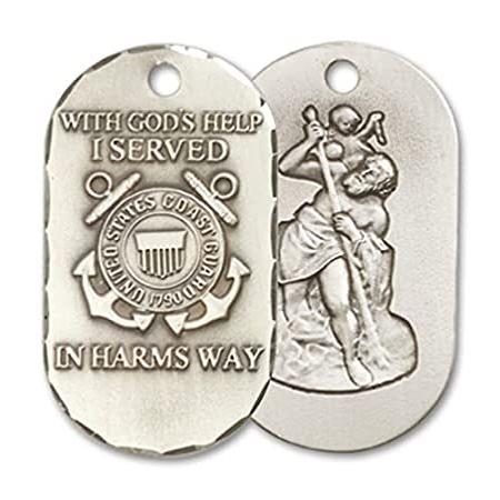 Bonyak Jewelry Sterling Silver Coast Guard Pendant, Size 1 1/2 x 7/8 inches