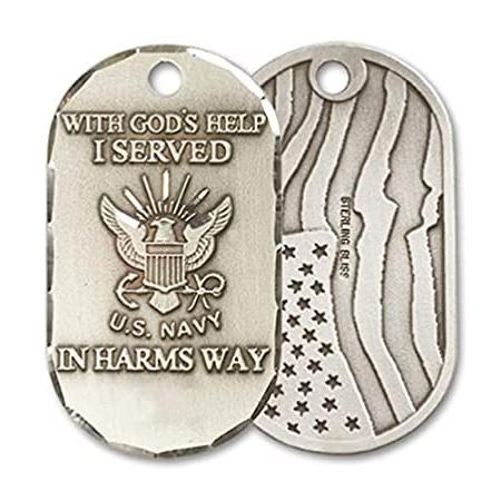 Bonyak Jewelry Sterling Silver Navy Pendant, Size 1 1/2 x 3/4 inches - Cath