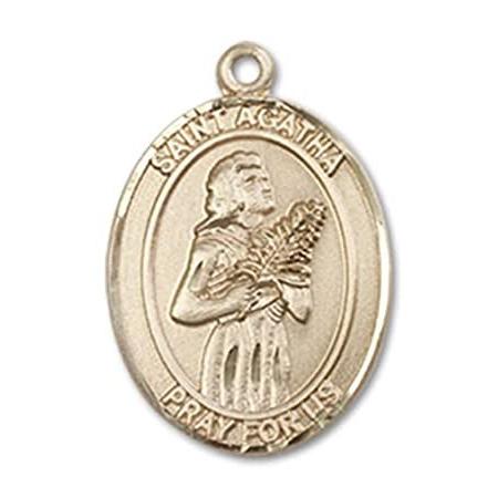 Bonyak Jewelry 14k Yellow Gold-Filled St. Agatha Pendant, Size 3/4 x 1/2 in