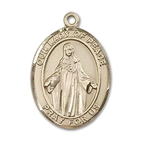 Bonyak Jewelry 14k Yellow Gold-Filled Our Lady of Peace Pendant, Size 3/4 x
