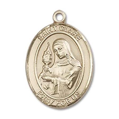 Bonyak Jewelry 14k Yellow Gold-Filled St. Clare of Assisi Pendant, Size 3/4
