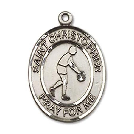 Bonyak Jewelry Sterling Silver St. Christopher/Basketball Pendant, Size 3/4