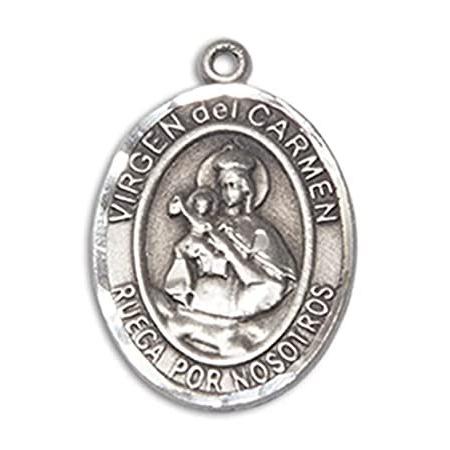 Bonyak Jewelry Sterling Silver Virgen del Carmen Pendant， Size 3/4 x 1/2 in
