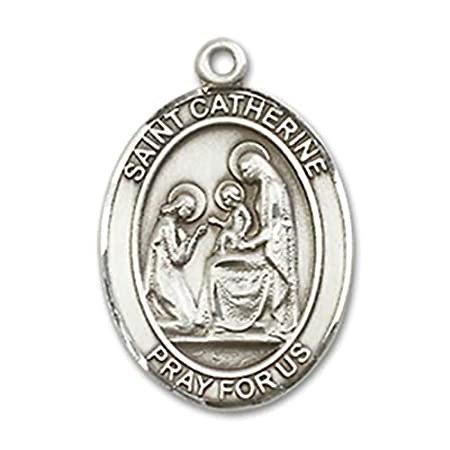 Bonyak Jewelry Sterling Silver St. Catherine of Siena Pendant， Size 3/4 x 1