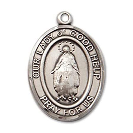 Bonyak Jewelry Sterling Silver Our Lady of Good Help Pendant， Size 3/4 x 1/