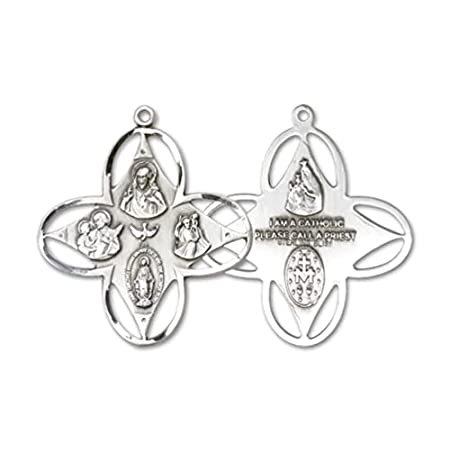 Bonyak Jewelry Sterling Silver 4-Way Pendant, Size 1 1/4 x 1 1/8 inches - C