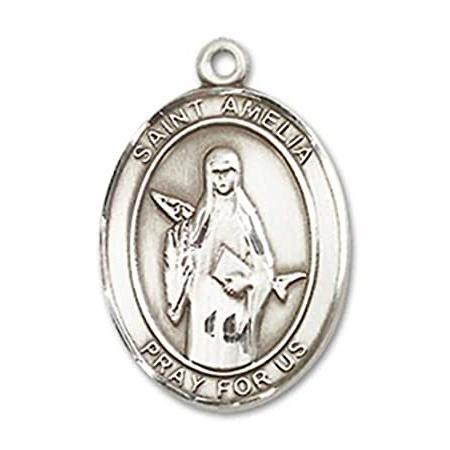 Bonyak Jewelry Sterling Silver St. Amelia Pendant， Size 3/4 x 1/2 inches -