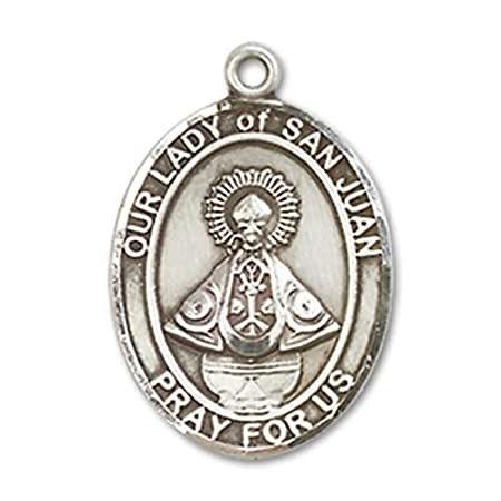 Bonyak Jewelry Sterling Silver Our Lady of San Juan Pendant， Size 3/4 x 1/2