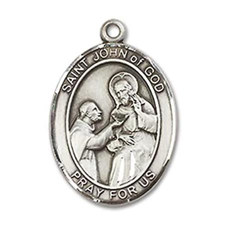 Bonyak Jewelry Sterling Silver St. John of God Pendant, Size 3/4 x 1/2 inch