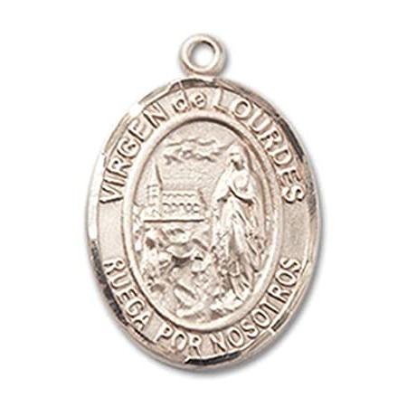 Bonyak Jewelry 14k Yellow Gold-Filled Virgen del Lourdes Pendant, Size 3/4