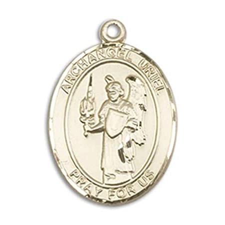 Bonyak Jewelry 14k Yellow Gold-Filled St. Uriel Pendant, Size 3/4 x 1/2 inc