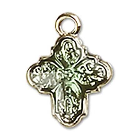 Bonyak Jewelry 14k Yellow Gold 4-Way Medal, Size 3/8 x 1/4 inches - Catholi