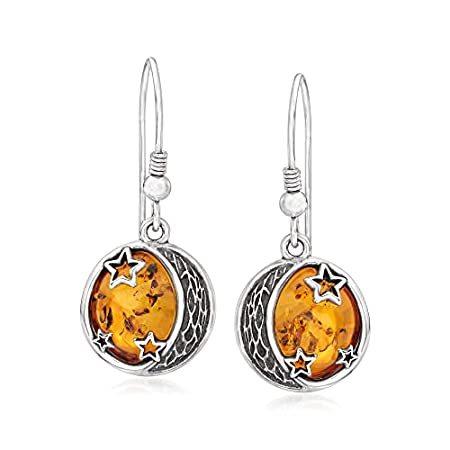 Ross-Simons Amber Moon and Stars Drop Earrings in Sterling Silver イヤリング 【在庫限り】