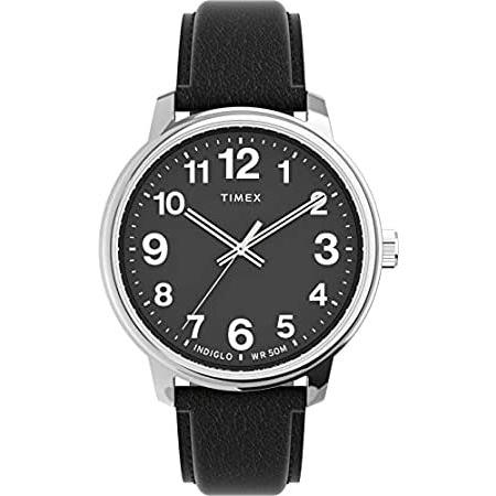 Timex Men's Easy Reader Bold Quartz Dress Watch with Leather Strap, Black,