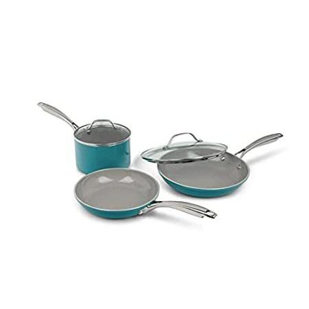【ご予約品】 Aqua Blue 5 Piece Ultra Cookware Set with Lids Slirr Kitchen cookware sets 鍋、フライパンセット
