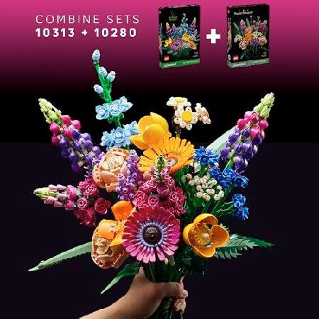 LEGO Icons Wildflower Bouquet 10313 Artificial Flowers with Poppies and Lavender， Anniversary for Wife， Unique Home Decor， Botanical Collection with S_5