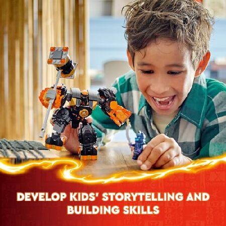 LEGO NINJAGO コールのエレメンタルアースメカミニ忍者おもちゃ カスタマイズ可能なアクションフィギュア アドベンチャートイ コールと狼の戦士ミニフィギュア付_4