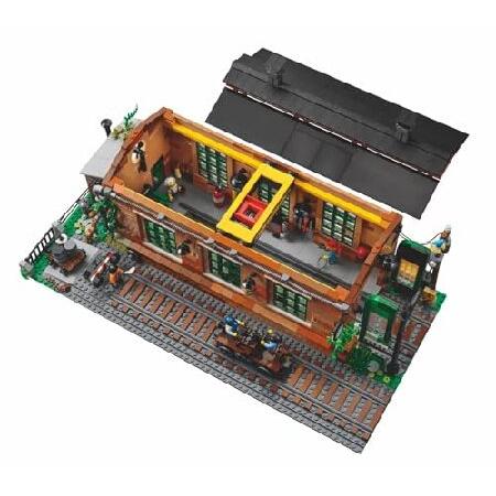 LEGO 910033 Old Train Engine Shed Building Kit - 2，331 Pieces - Detailed Workshop with 6 Minifigures， Working Overhead Crane， and Realistic Railway Ma_3