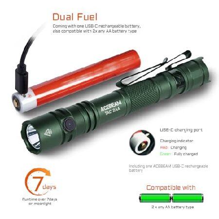 ACEBEAM TAC 2AA EDC タクティカル デュアルモード 懐中電灯 充電式