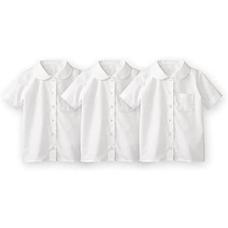 nissen（ニッセン） キッズ ジュニア スクールブラウス 半袖 丸衿 形態安定 ３枚組 女の子 (ホワイト 120) スクールシャツ、ブラウス