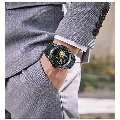 人気商品 ファッション メンズ 機械式自動巻き腕時計 3d刻印 50mm 自動巻きブラック 50mm スポーツ腕時計 大きな文字盤 防水 ドラゴン 腕時計 Binghamtonhots Com