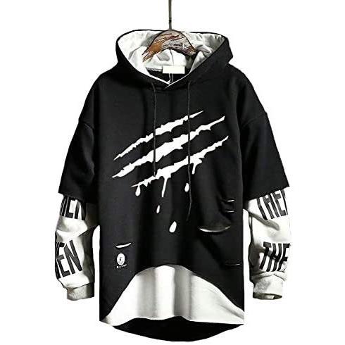 最安値に挑戦 Swave メンズ パーカー 韓国 ヒップホップ 重ね着風 プルオーバー トレーナー 長袖 おしゃれ カジュアル ブラック 3xl パーカー Www Projectcorfu Com