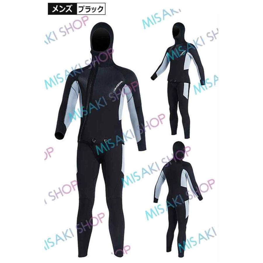 5mm厚さ＆ロングジョン仕様】フード付き 2ピース 上下セット メンズ
