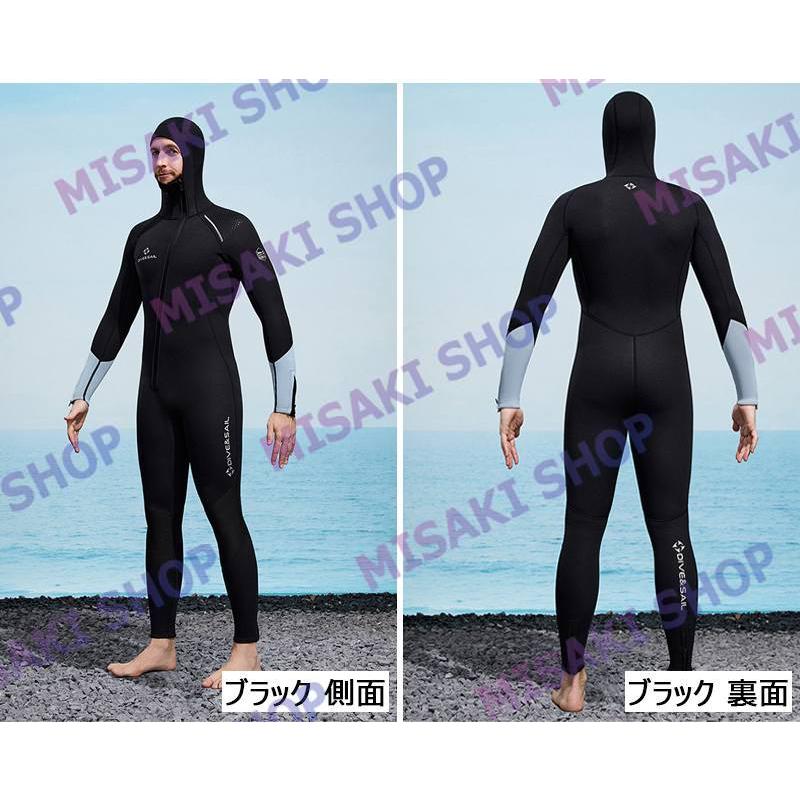 オールブラック　フルスーツ Lサイズ　レディース　3/3mm 3mm厚さ＆一体型仕様】フード付き ウェットスーツ 1ピース 長袖 長