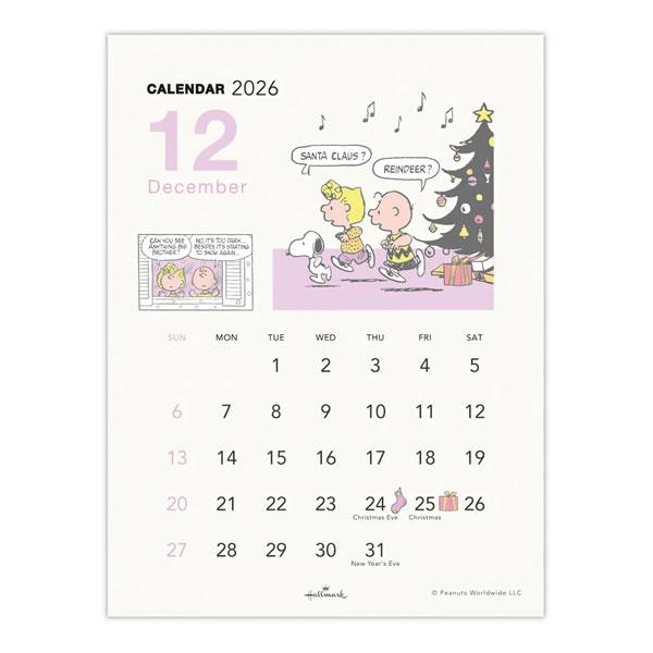 Hallmark（ホールマーク） 2026年度 卓上 カレンダー SN スヌーピー 縦