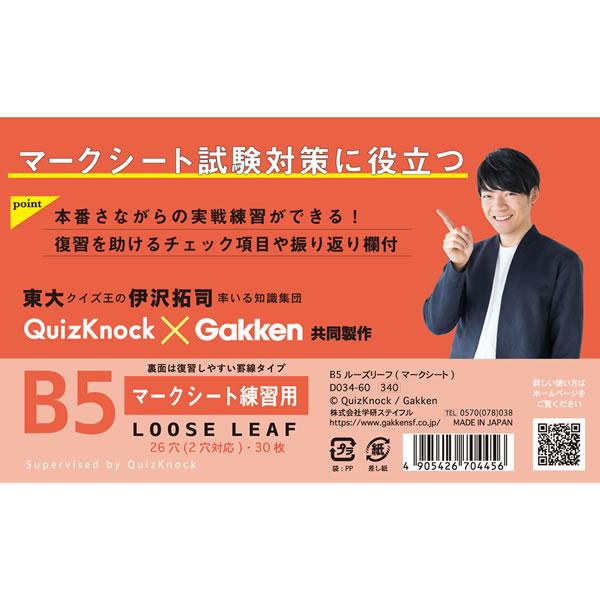 学研ステイフル Quiz Knock B5ルーズリーフ マークシート用 2穴対応版