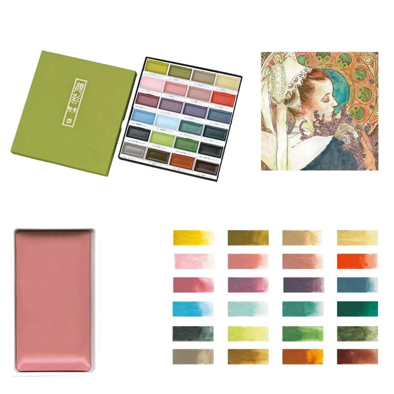 ランキング総合1位 呉竹 顔彩耽美48色+アール ヌーヴォー24色セット