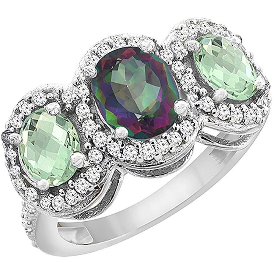 高知インター店 14k White Gold Natural Mystic Topaz Green Amethyst 3 Stone Ring Oval U Shopペンタン 通販 Yahoo ショッピング 全ての Saleinzucca It