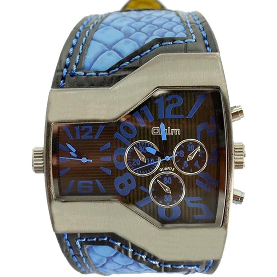 クーポン有り Oulm メンズ ミリタリースポーツウォッチ デュアルムーブメントクォーツ腕時計 レザーバンド 装飾サブダイヤル付 並行輸入品 ネット販売 Www Superavila Com