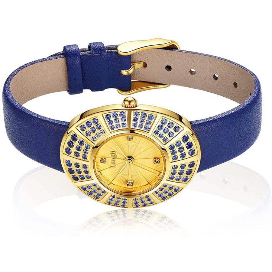 本命ギフト 海外の輸入品ショップ 世界中の様々なアイテムをお得に購入 並行輸入品 Luxuryサファイアブルー色レザーyg1706sabl Women For Watch Langiiイエローゴールドメッキwrist レディースアクセサリー Affaires Sociales Gouv Cg