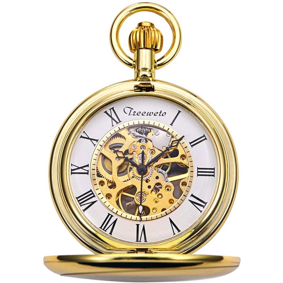 品質のいい Treeweto 海外の輸入品ショップ 世界中の様々なアイテムをお得に購入 機械式 並行輸入品 チェーン付き ゴールド ローマ数字 スケルトン アンティーク クラシック 懐中時計 メンズアクセサリー Www Reinnec Cl
