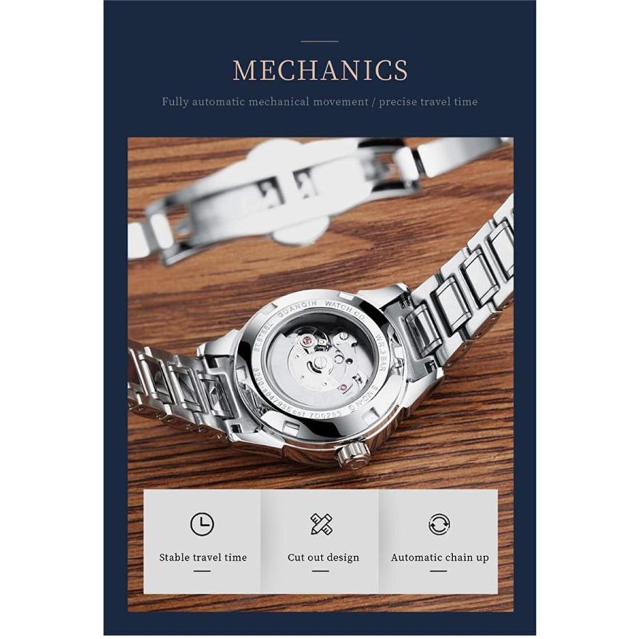 初回限定 日付 おしゃれ 防水タングステン鋼バンド 機械式腕時計 自動巻き カップル メンズ 時計レディース アナログ ブランド 人気 Guanqin 海外の輸入品ショップ 世界中の様々なアイテムをお得に購入 曜日 11シル 夜光ウォッチ レディースアクセサリー