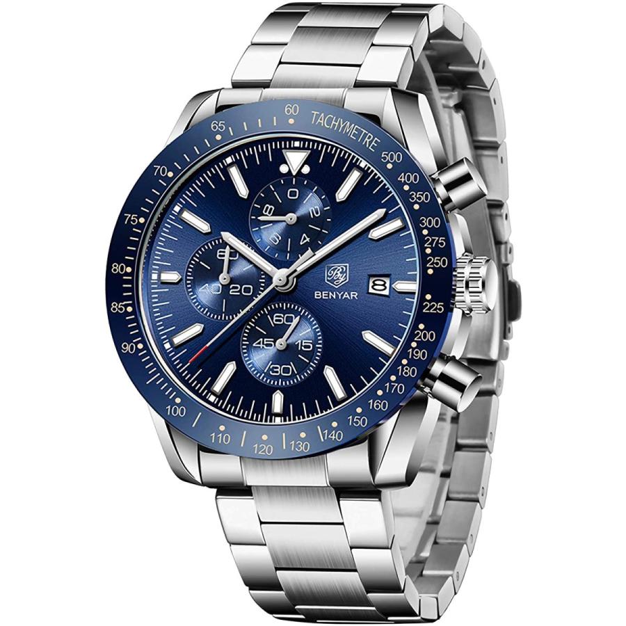 販売セール Benyar メンズ腕時計 ファッションクロノグラフ アナログクォーツ 30m 防水 ビジネス カジュアル スポーツ メッシュバンド 腕時計 時計 父 息子 友人へのギフト 純正売り Www Superavila Com