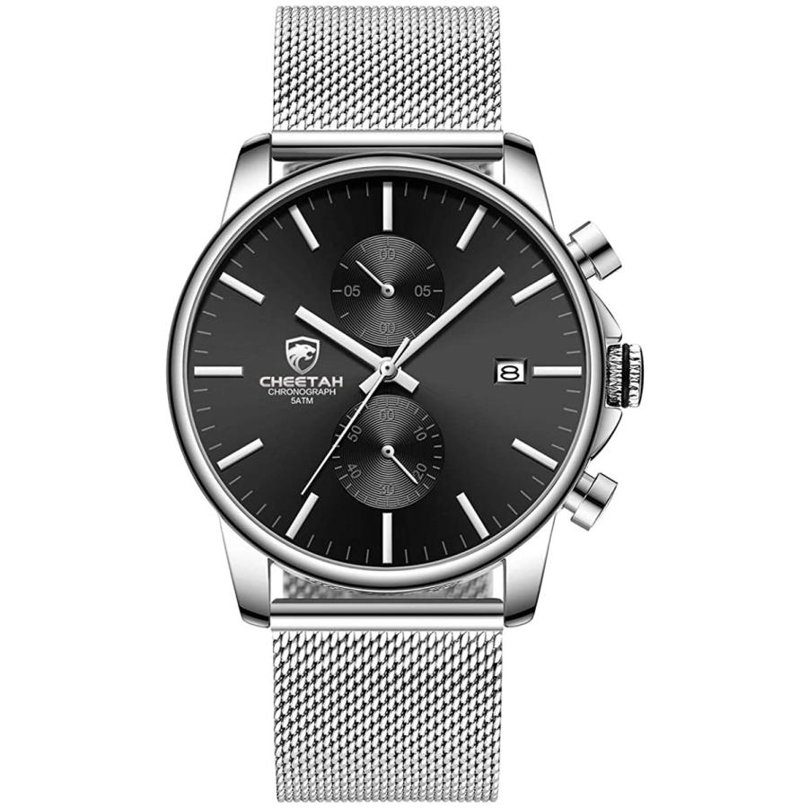 最終価格 Golden Hour ゴールデンアワー メンズ腕時計 ファッション スポーツ クォーツ アナログ ブラック メッシュ ステンレススチール 防水 クロノグラフ 腕時計 自動 在庫わずか Www Superavila Com